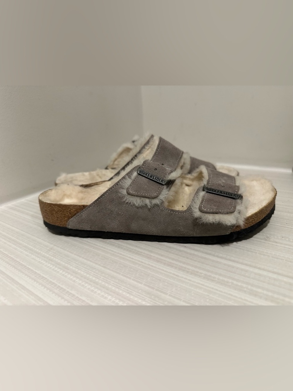 Birkenstock Arizona Shearling Stone Gray Size Fur Lined Men’s Size EU 42 US 9